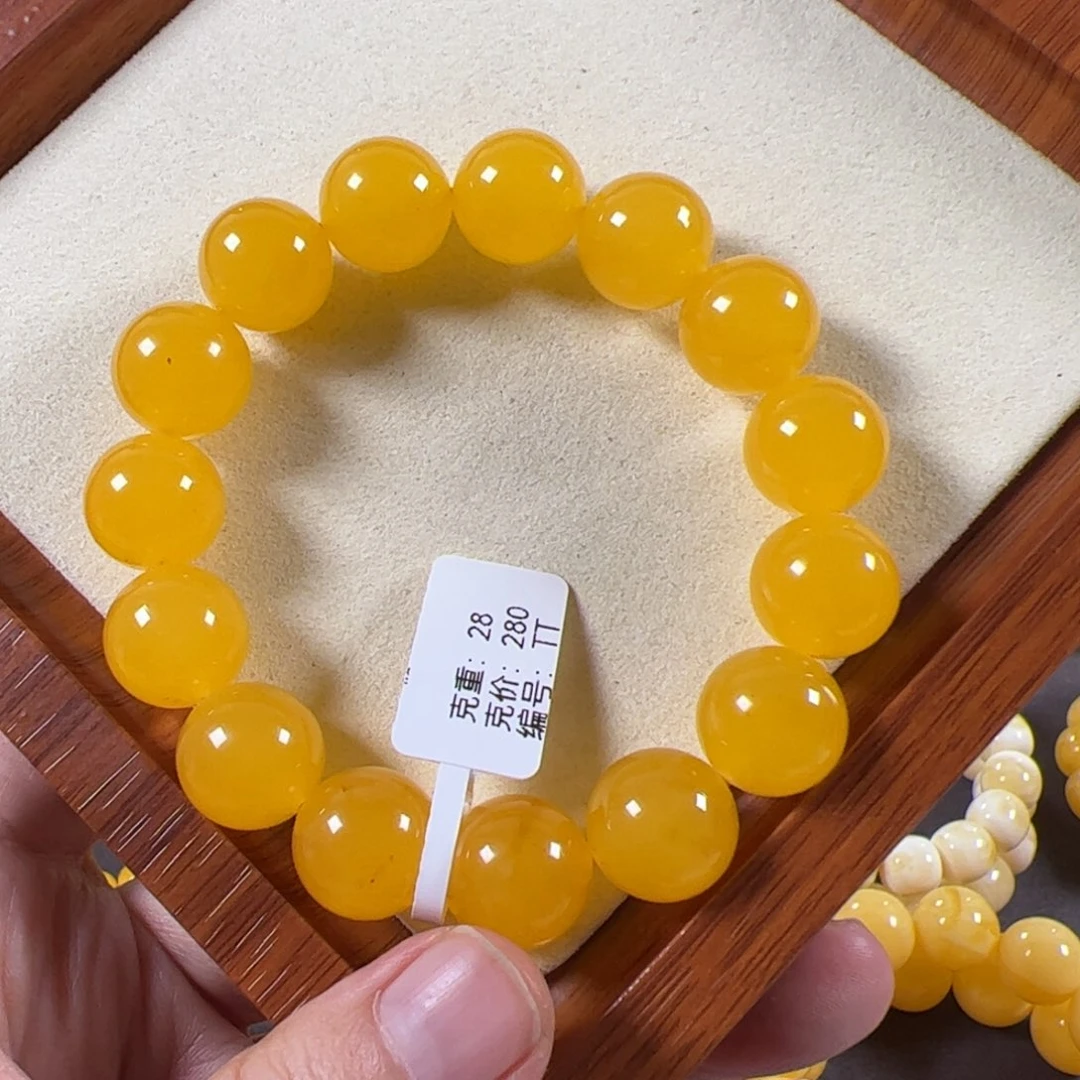 裸石蜜蜡未镶嵌25mm焦皮同料手串28TT