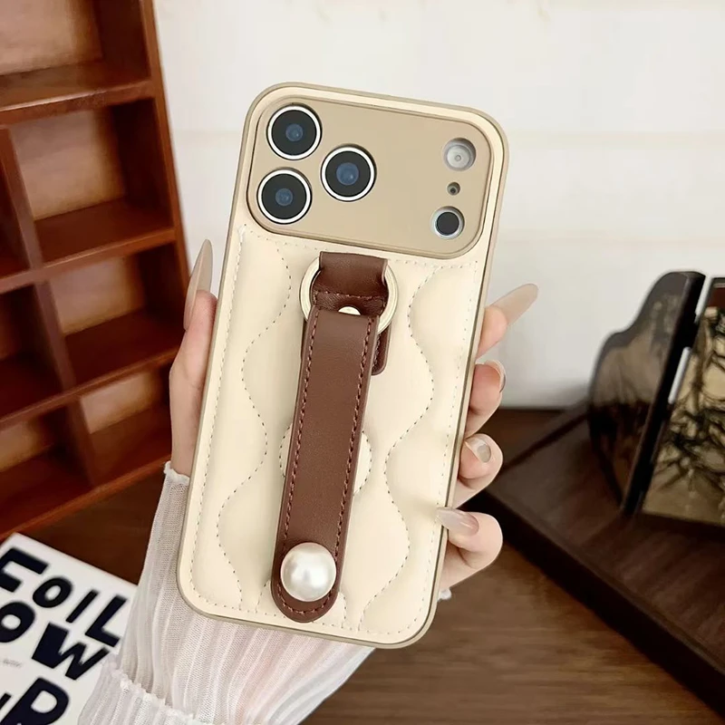 适用iphone17promax手机壳新款苹果17Pro保护套秋冬羽绒服珍珠