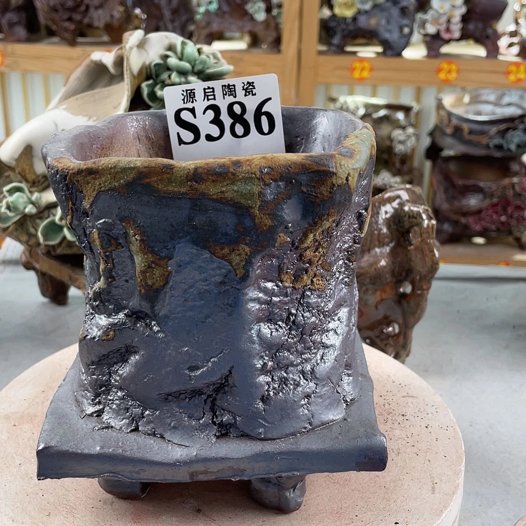 紫砂花盆景德镇陶瓷花盆386