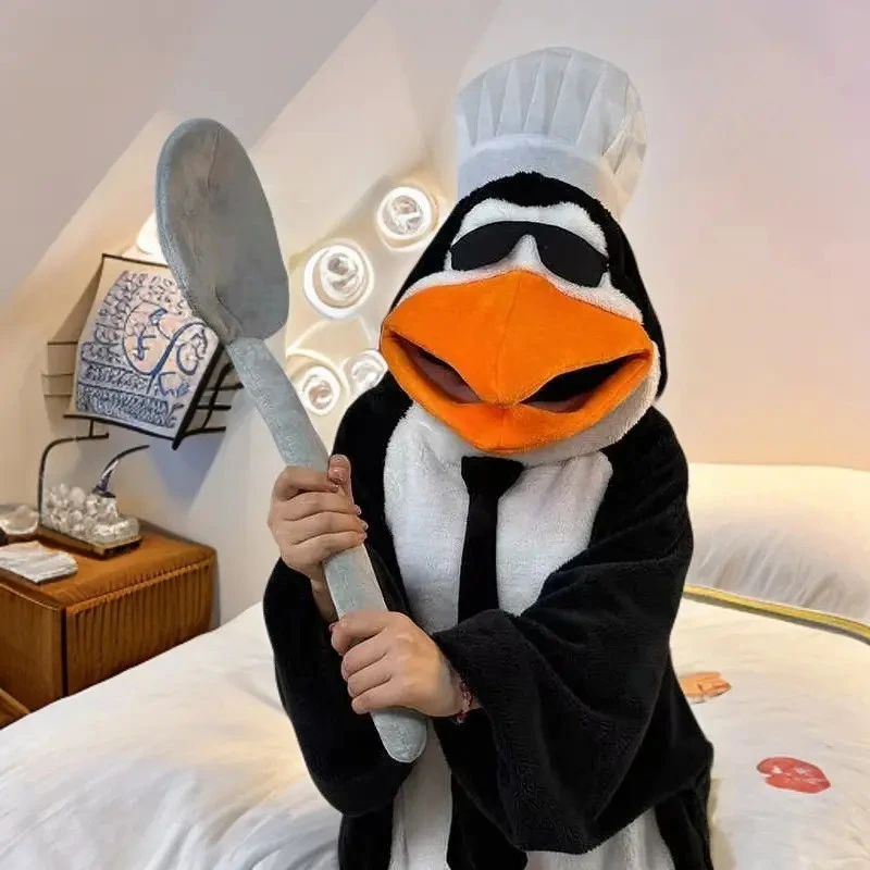 搞怪企鹅睡衣连体抽象家居服连体睡衣冬加厚加绒