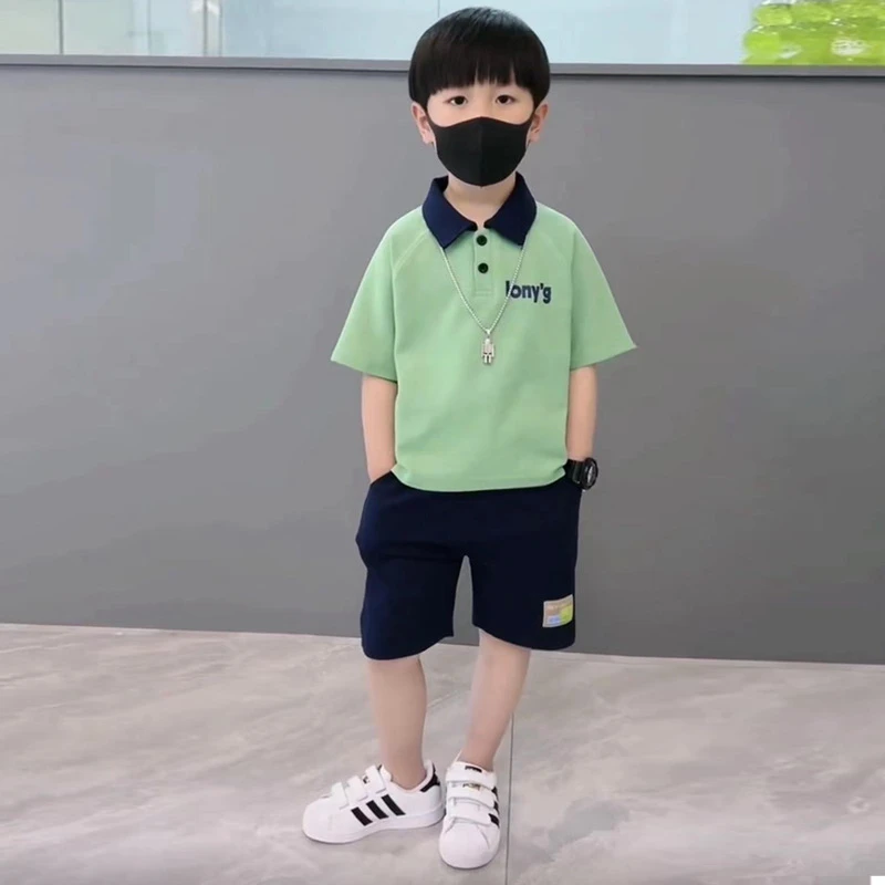 男童夏装套装2025新款男孩痞帅炸街儿童帅气polo衫短袖衣服两件套