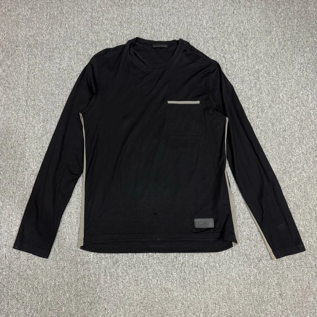 99新 Prada/普拉达 13286704 黑色下摆橡胶logo长袖 M码99新