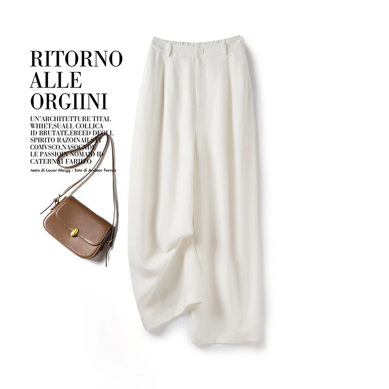 【谨如】夏季亚麻茧型镰刀裤女九分裤显瘦透气松紧腰月亮裤弯刀哈伦