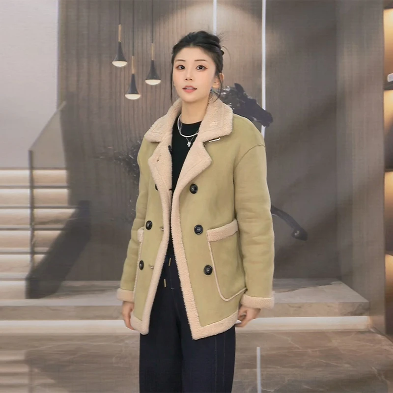 秋冬爆款新款海宁绵羊毛大衣修身显瘦冬季羊羔绒女士双面双穿外套