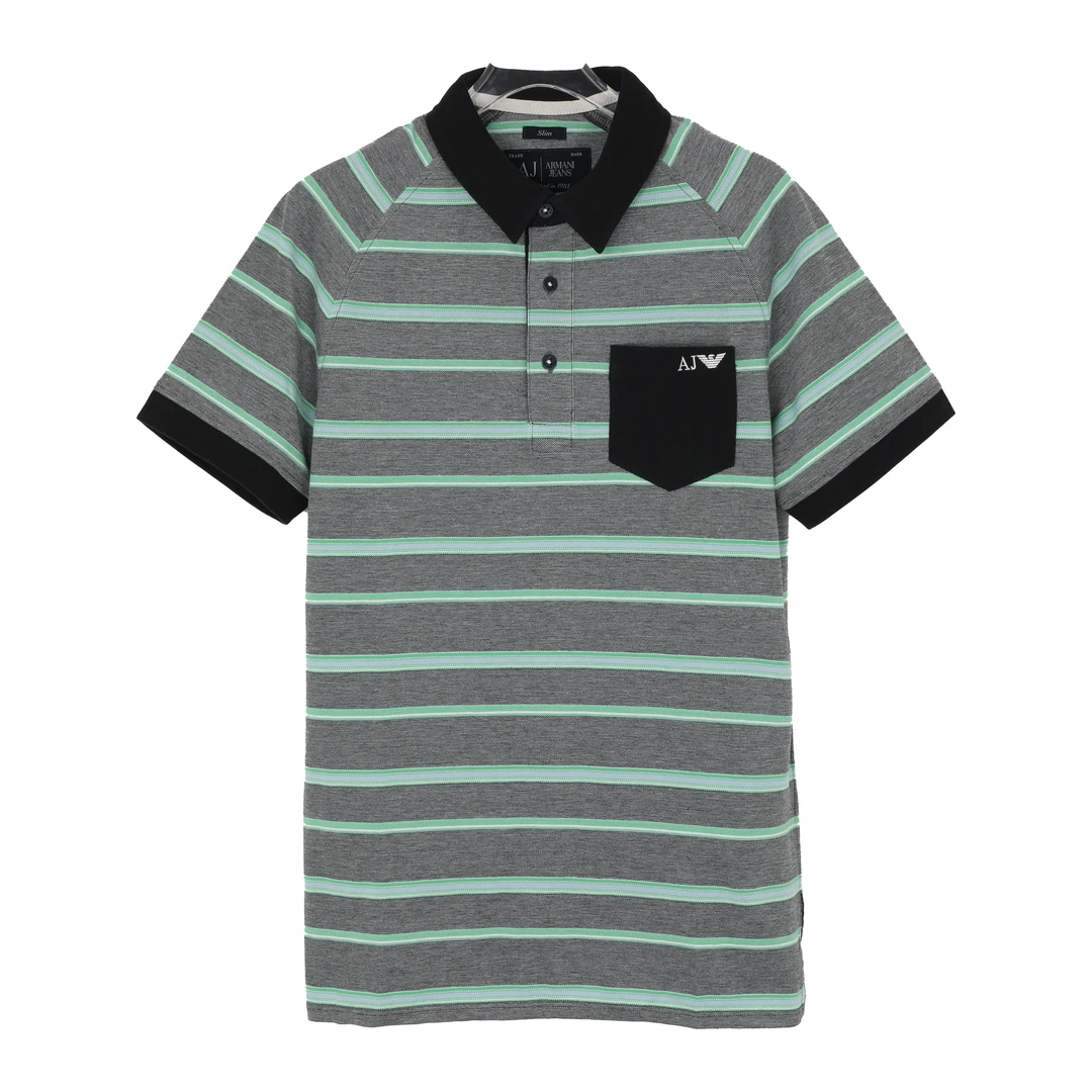 未使用 GIORGIO ARMANI/阿玛尼 AJ男士条纹短袖POLO衫 A6M78ZS9B