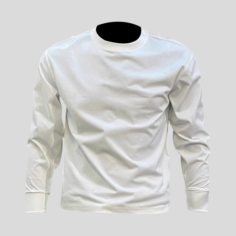 ohmmayby新款男士春秋季长袖T恤纯色圆领套头修身莱卡棉弹力打底