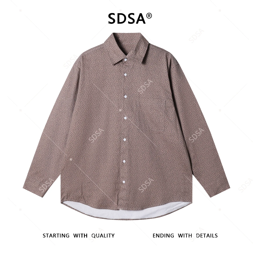 SDSA男士秋冬新款痞帅男装韩版潮牌豹纹纽扣翻领长袖衬衫百搭时尚