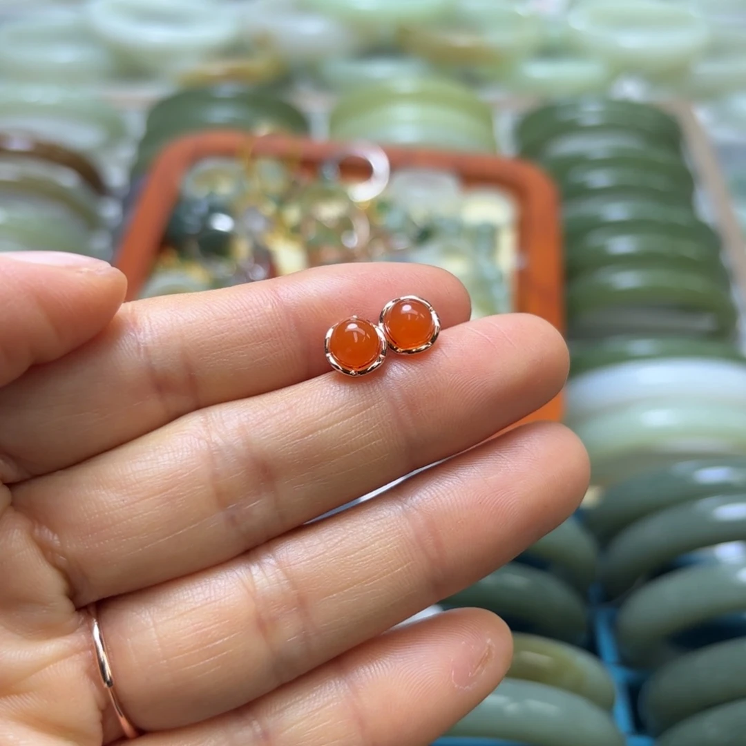 和田玉耳饰银S925镶嵌小****~