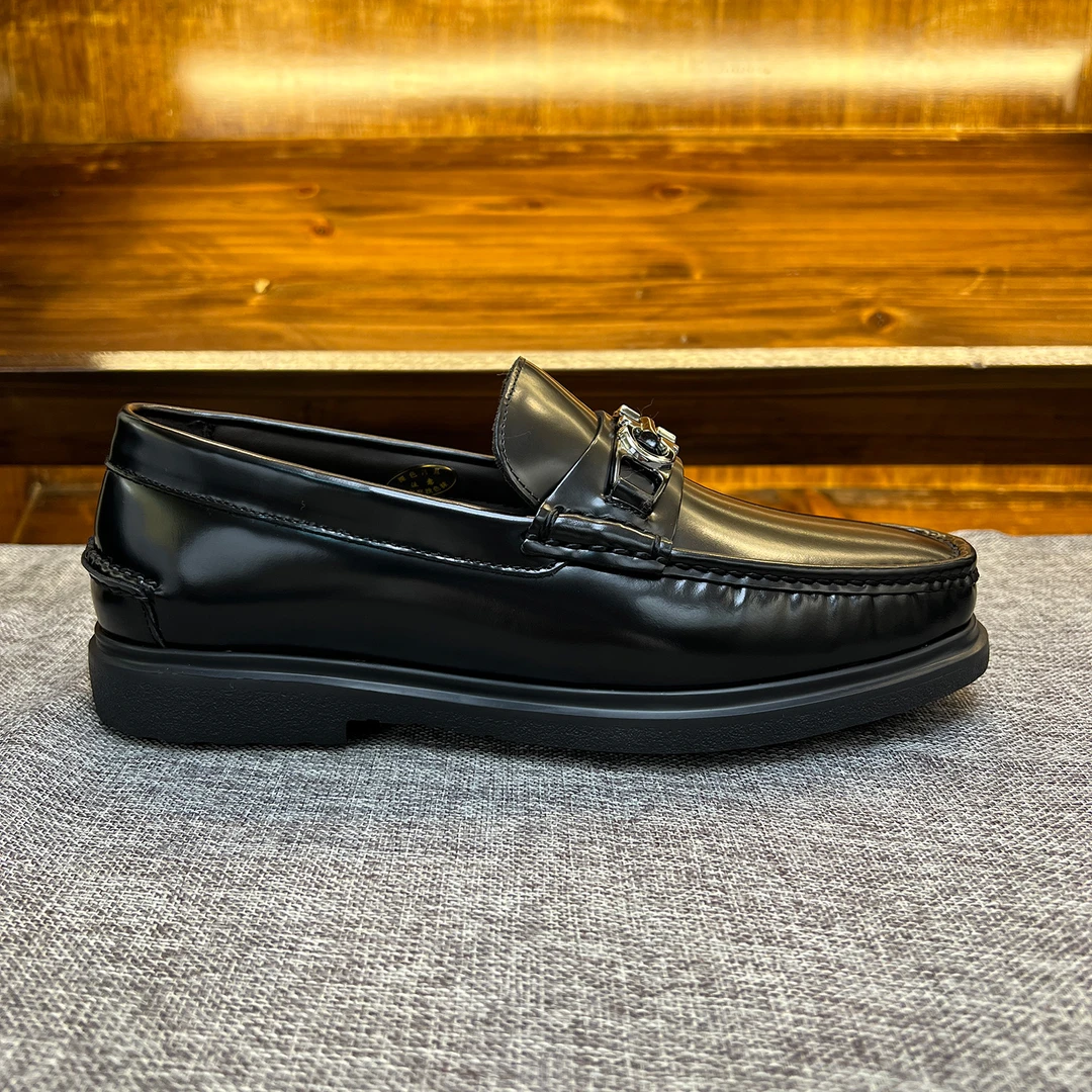 软底透气夏季商务平跟黑色懒人马衔扣鞋单鞋轻便休闲皮鞋英伦潮流