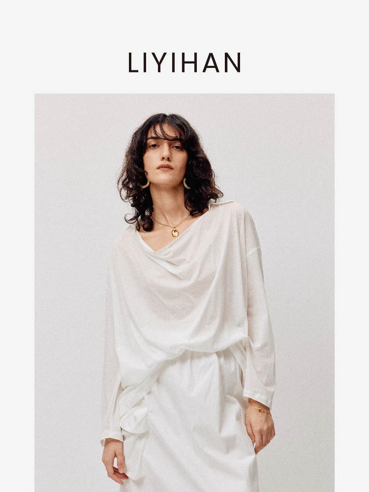 CELECT买手店 LIYIHAN | 25春新款荡领通透感罩衫女长袖宽松上衣