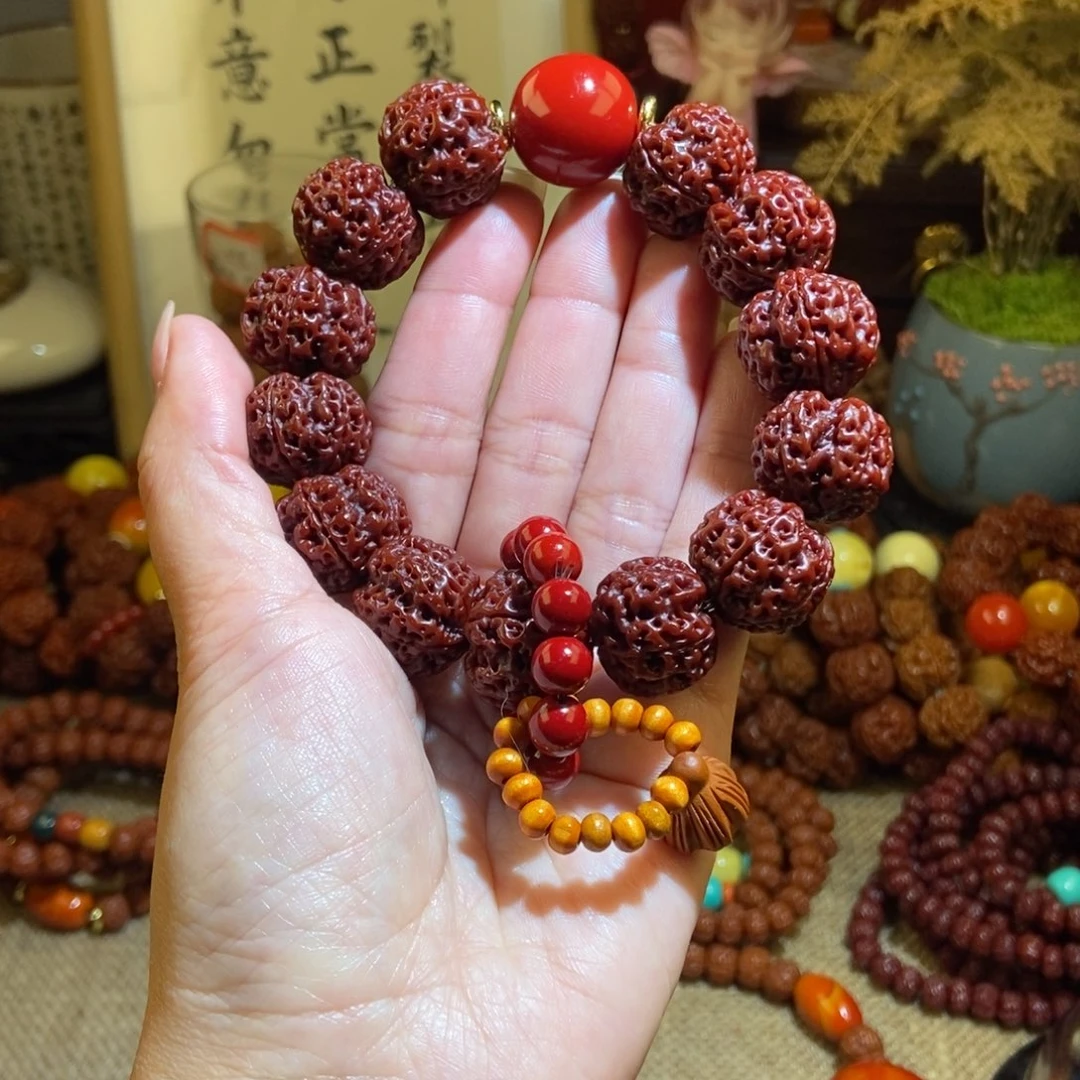 金刚菩提手串205玉化朱跑环➕红