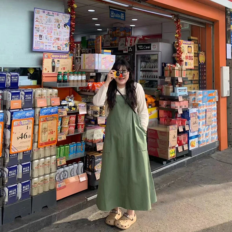 【C】韩版时尚减龄百搭宽松背带大口袋小清新连衣裙  2623