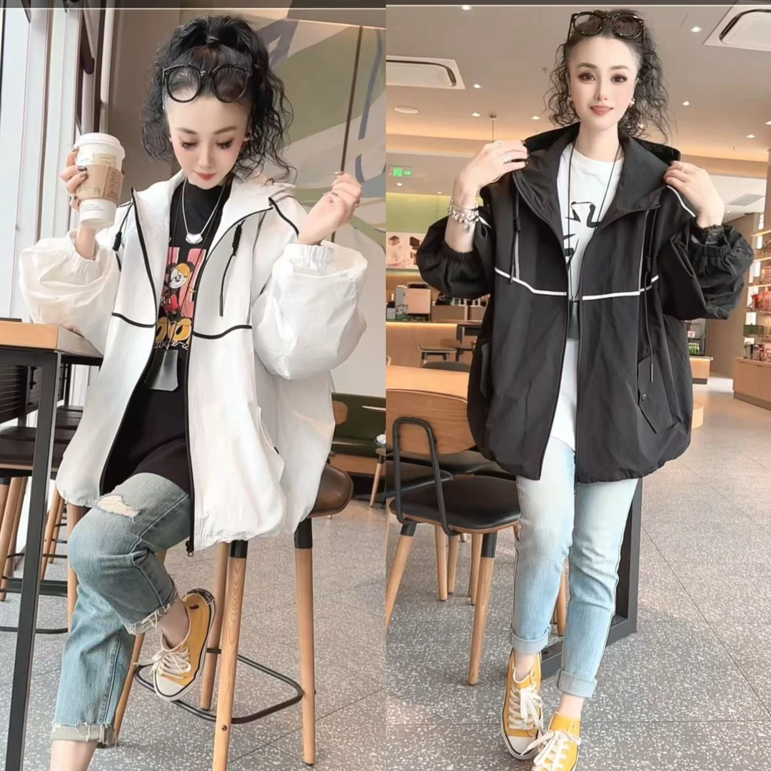 【小虹虹商贸】2025春季新款韩版韩版时尚休闲街头拼接大版连帽外套