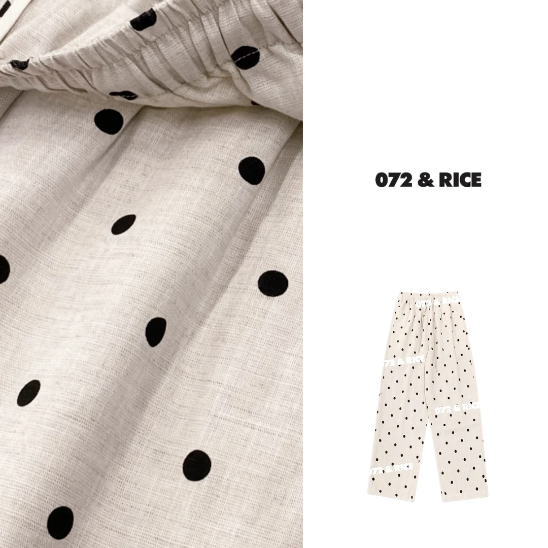 072 & RICE【珍珠奶茶】亚麻+莱赛尔 夏季休闲橡筋腰九分裤 32LK96