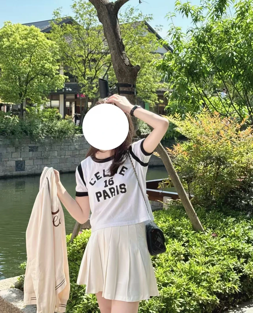99新 Celine/思琳 白色数字logo短袖 XS码 99新/无配件