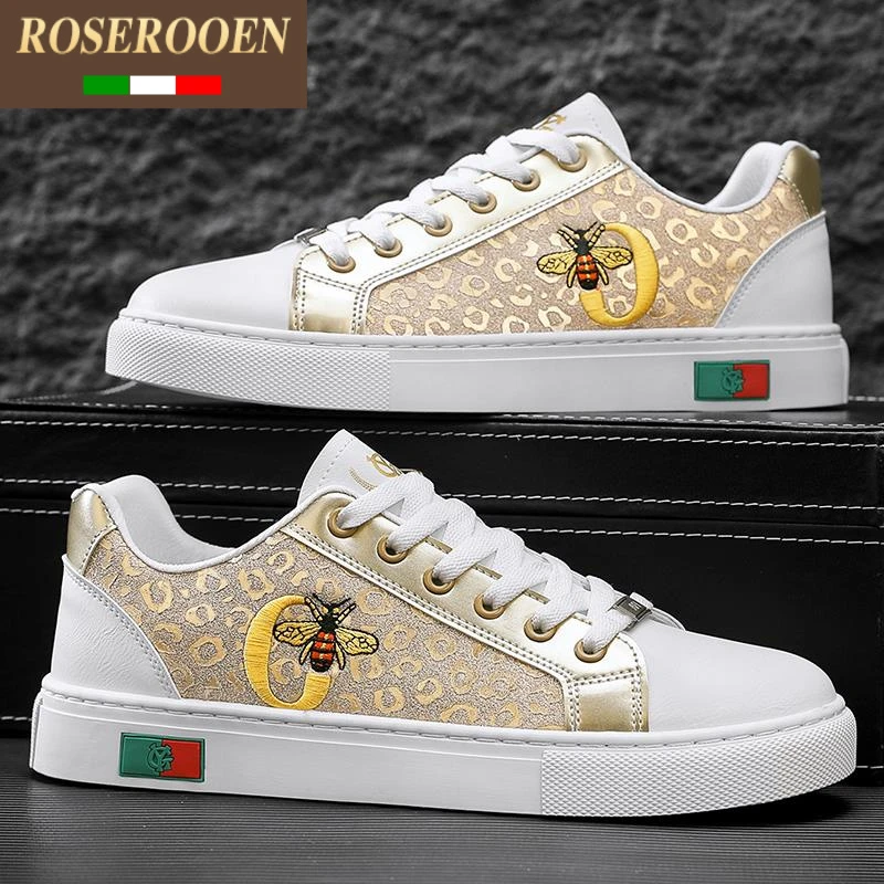 男鞋2025新款夏季休闲运动潮流百搭软底板鞋学生皮面防水小白潮鞋