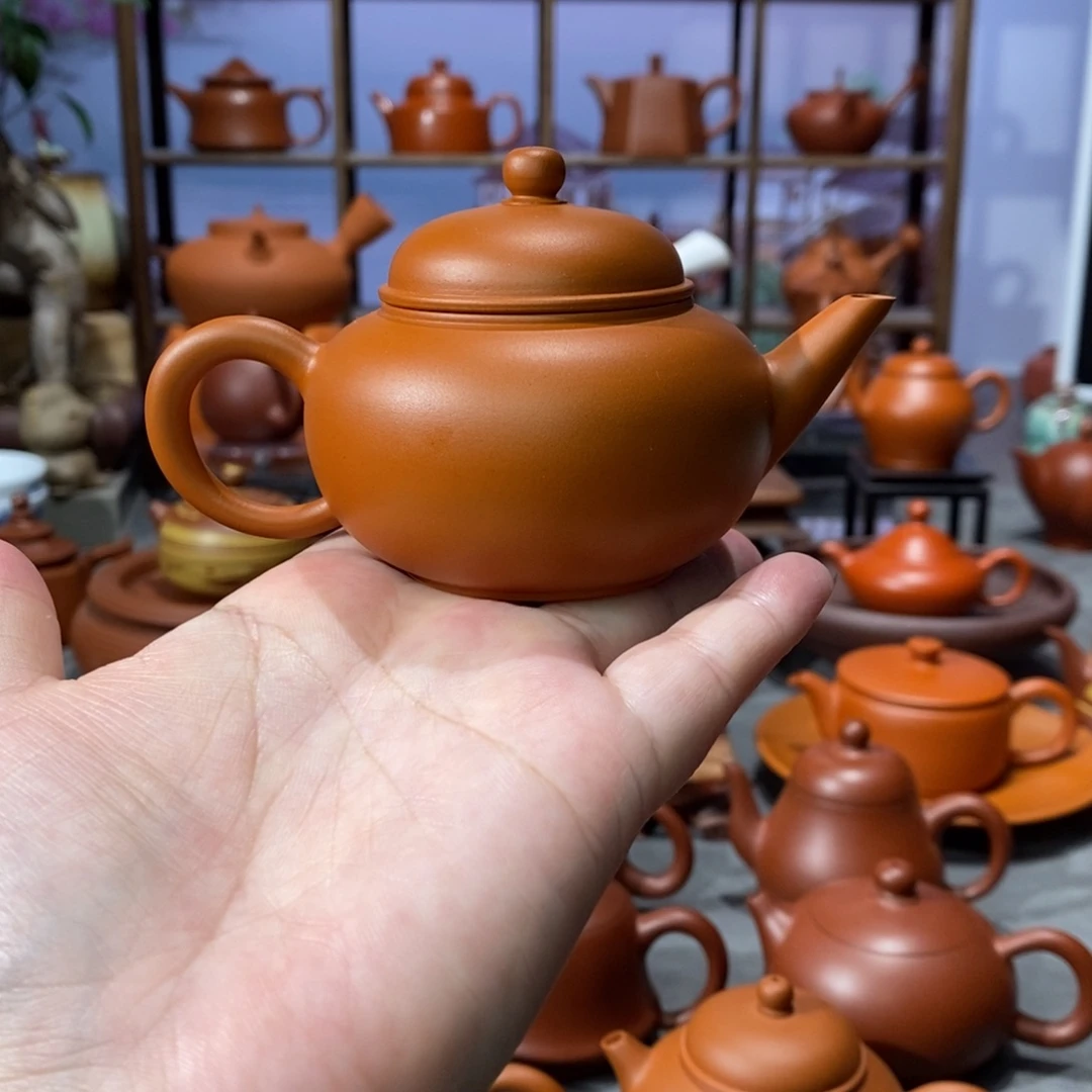 紫砂茶壶陈伟庆鸡蛋黄水平壶110cc