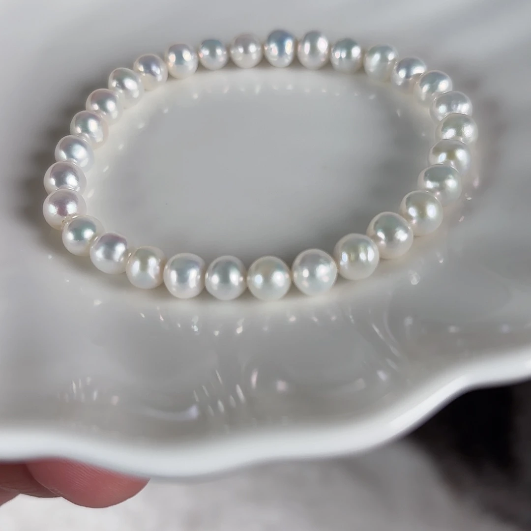 银S925镶嵌淡水珍珠手绳