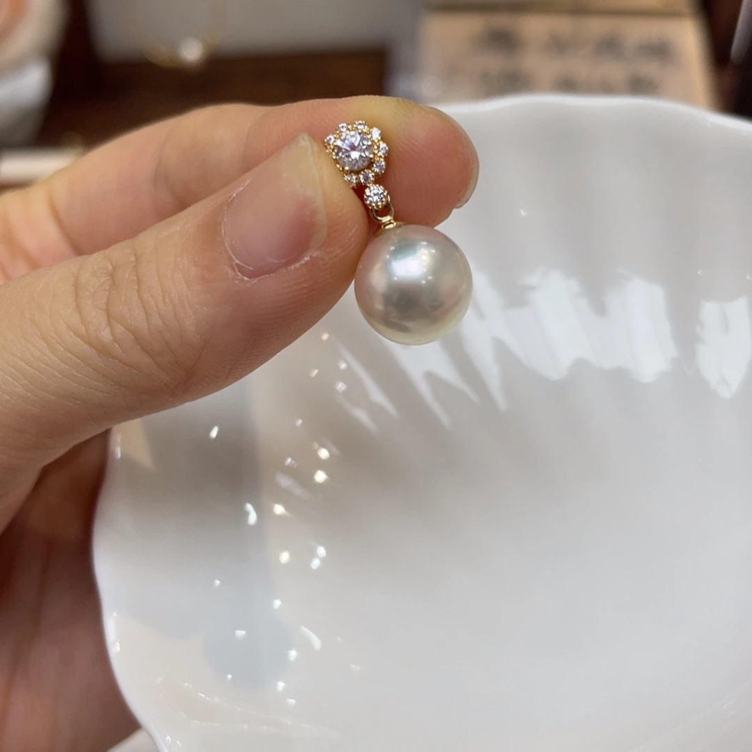 吊坠(不含链)18K金镶嵌海水珍珠