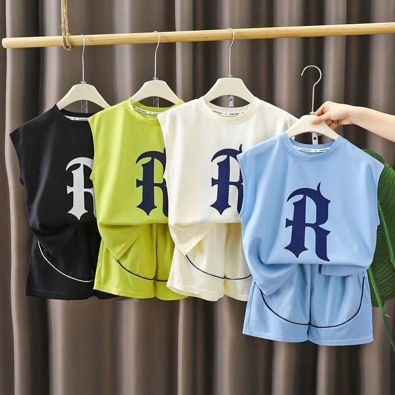 儿童夏装套装2025新款男女童无袖背心运动痞帅炸街衣服酷帅夏季