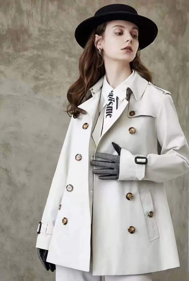 （直播看款）短款显瘦百搭中长款韩版风衣外套春秋气质休闲网红