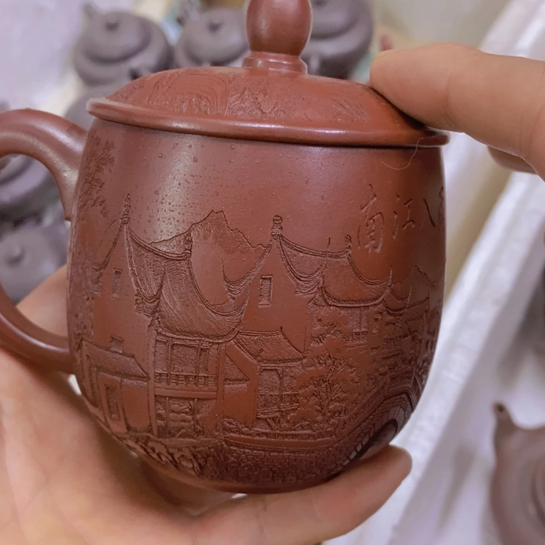 茶杯绿泥紫砂紫砂