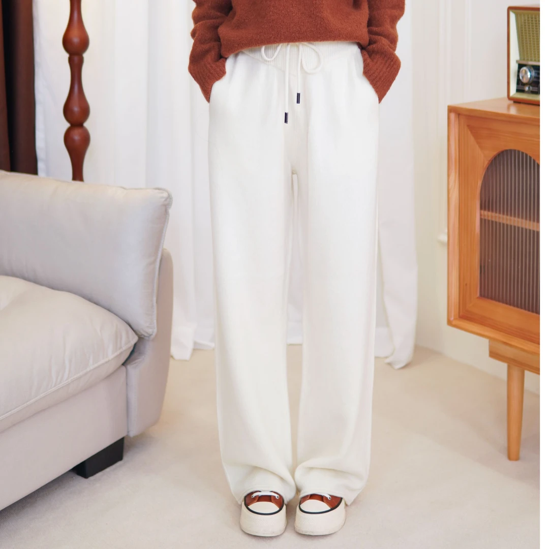 CHUN·「‌沃尔德针织羊毛阔腿裤」时尚百搭韩版休闲秋冬季文艺气质