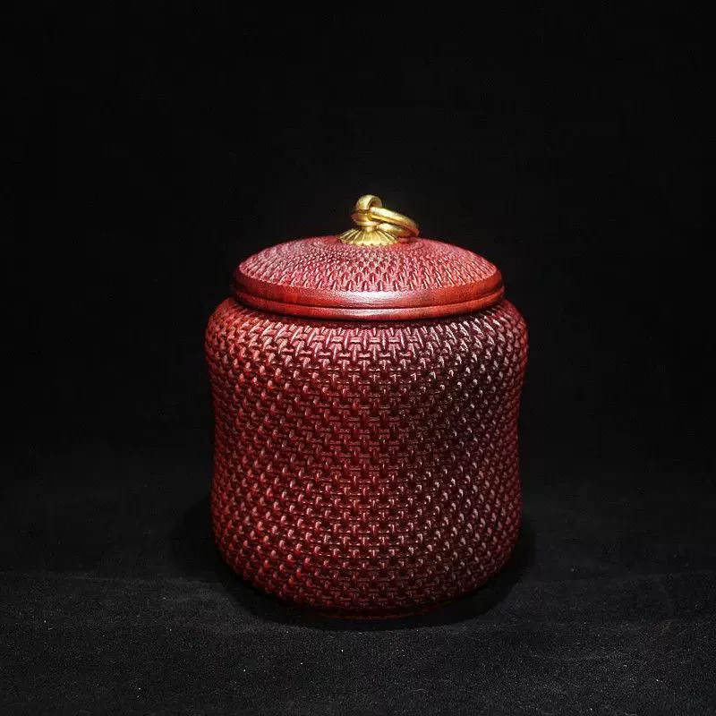 整料 紫檀茶叶罐精品红木