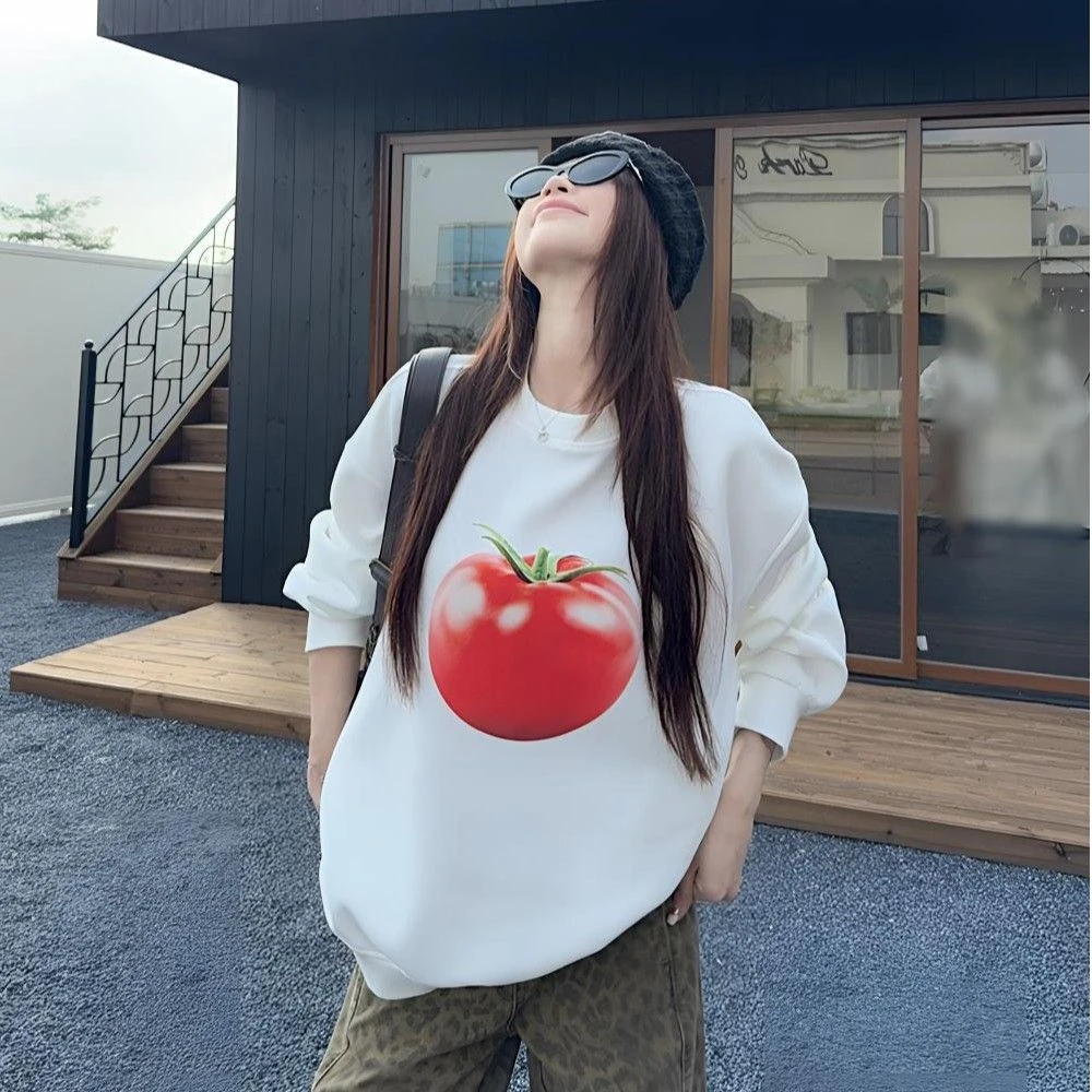 大胖梨'秋冬新款韩版ins风小众设计感卫衣女印花圆领百搭