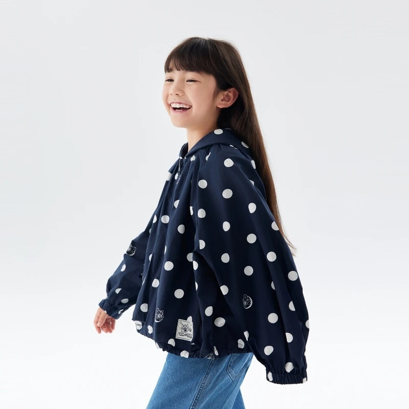 【商场同款】马拉丁儿童外套2024秋装新款女大童A字连帽趣味风衣