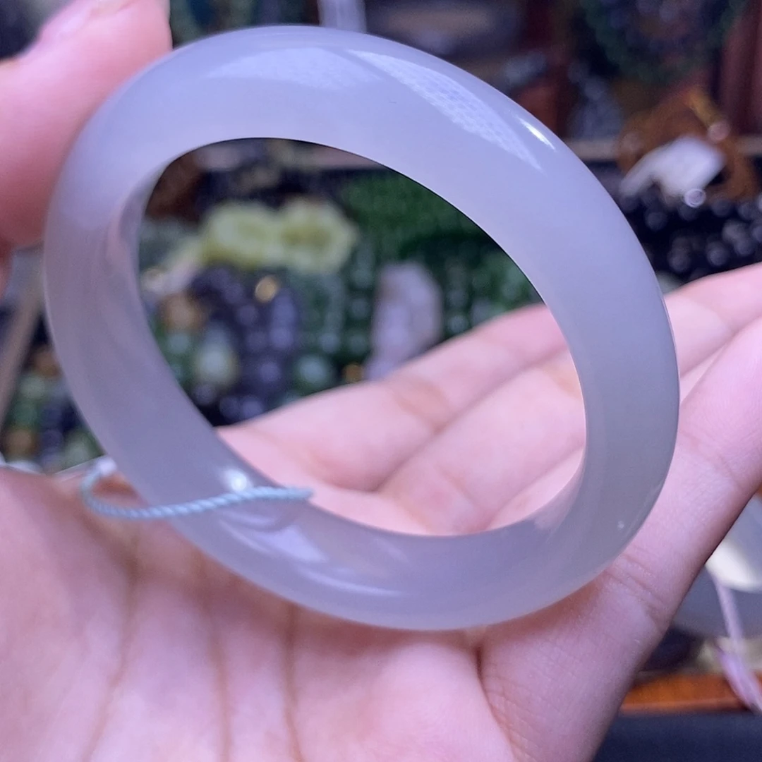 和田玉未镶嵌颈饰浓烟紫冰底老矿料手镯51.8