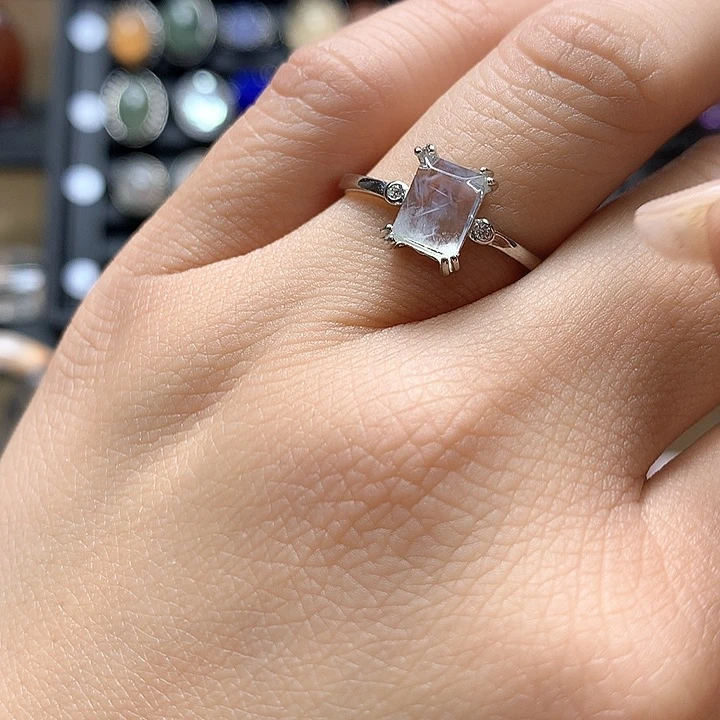 水晶水晶戒指银S925镶嵌