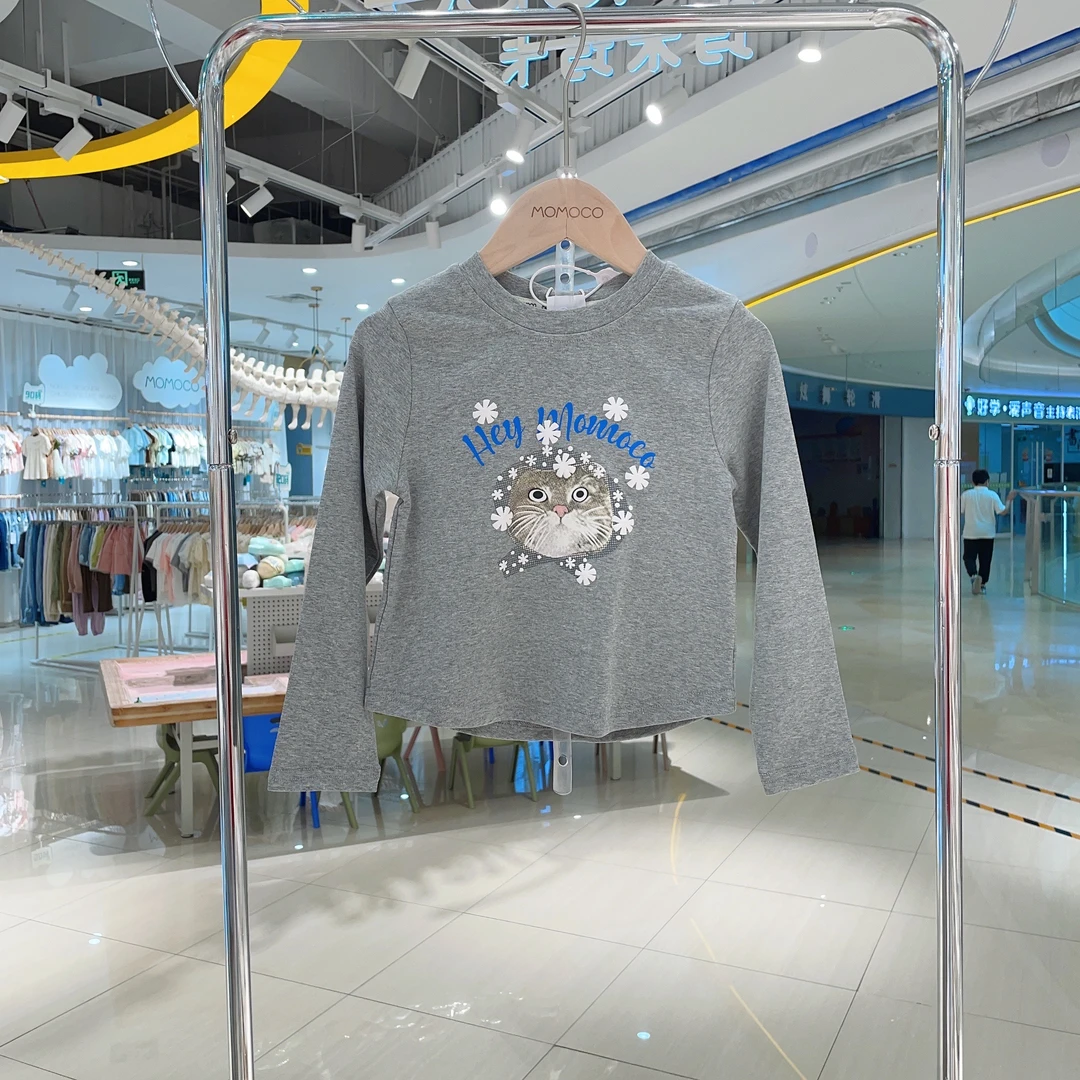 MOMOCO2025款秋季女童甜美卡通洋气猫咪T恤77780235007