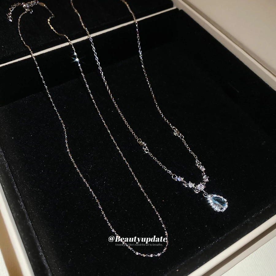 BY不锈钢水滴吊坠项链时尚简约百搭气质锁骨链轻奢高级感项饰潮
