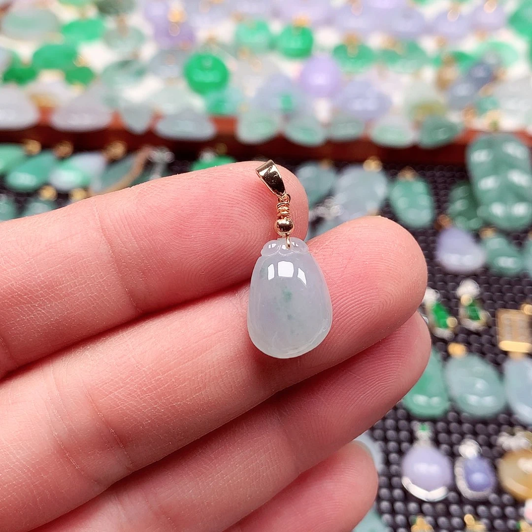 翡翠14K金镶嵌吊坠(不含链)