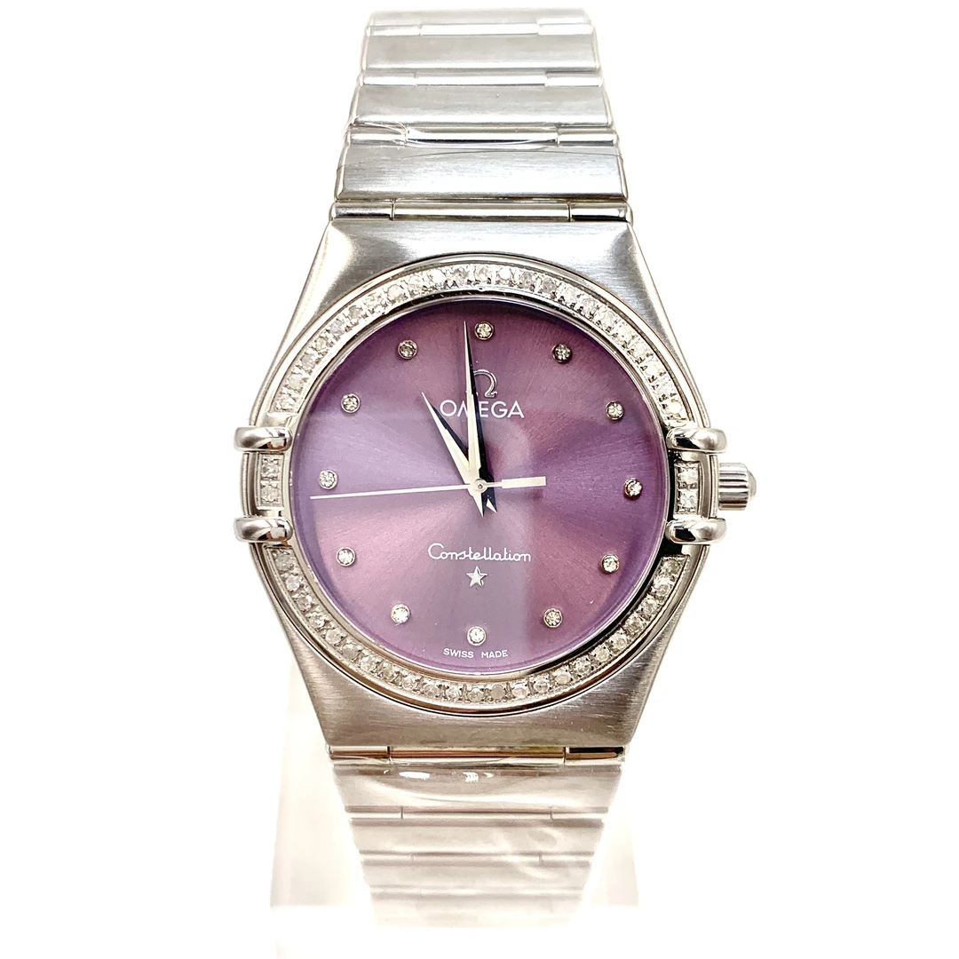 99新 Omega/欧米茄 星座/精钢/紫色表盘/石英/表径33mm/女表