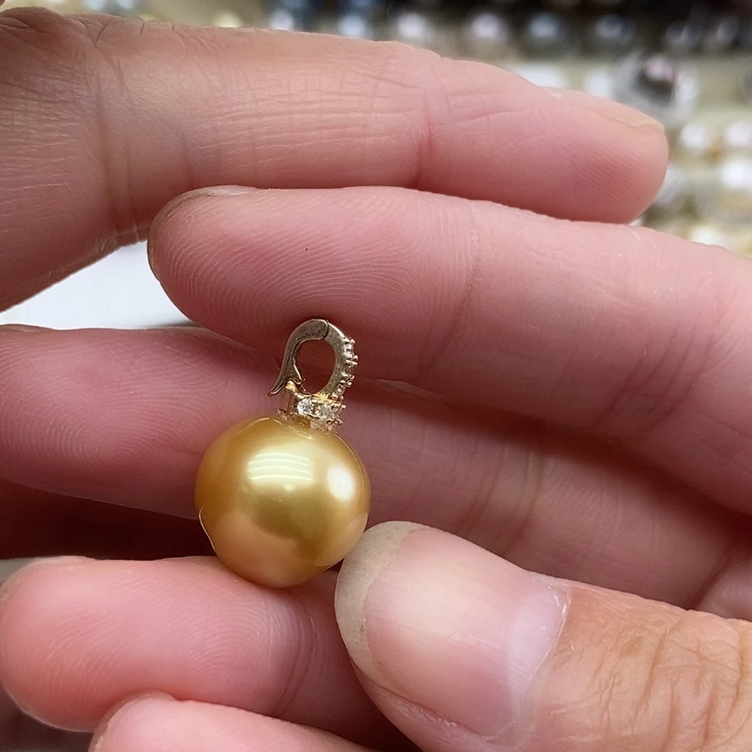 银S925镶嵌海水珍珠吊坠(不含链)