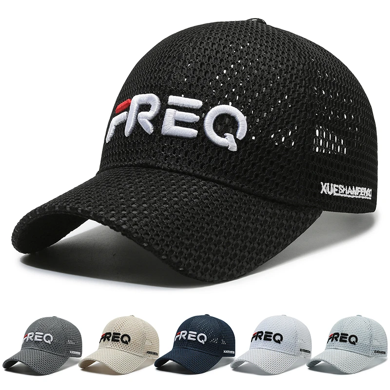 FREQ2025夏季新款品牌棒球帽男女同款大网眼运动户外遮阳防晒透气