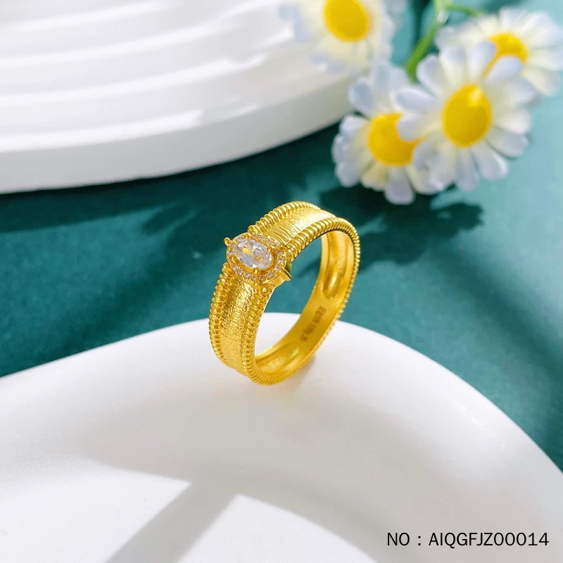 领丰金 古法镶嵌中古鸽子蛋戒指实心固口戒指AIQGFJZ00014