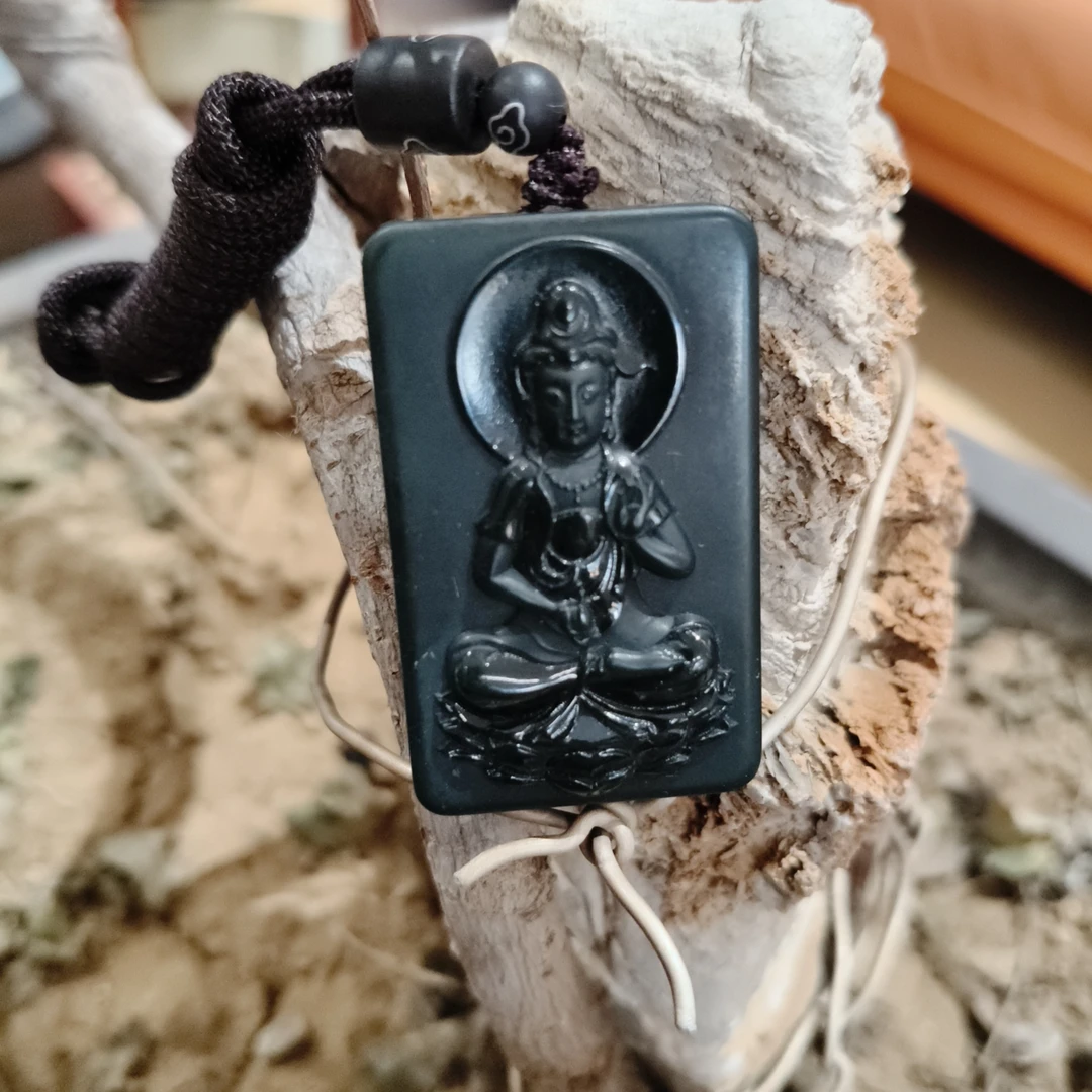 非金属布艺吊坠 【泰山娟姐自营】泰山墨绿方形观音吊坠