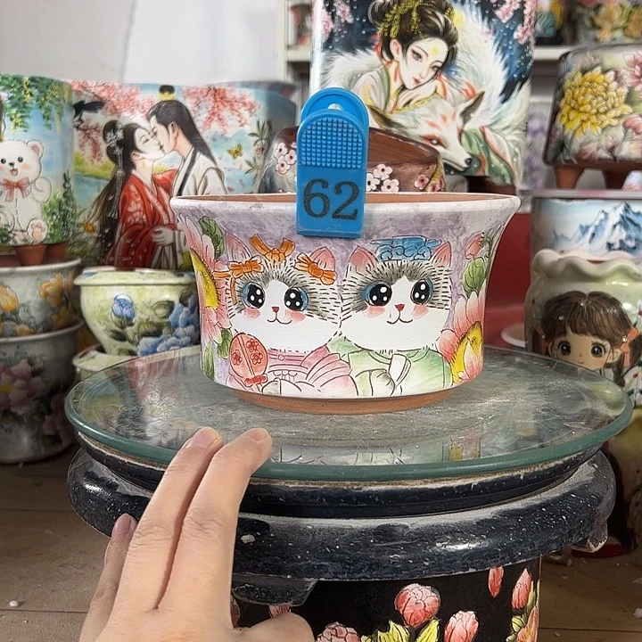 满38包邮 景德镇幸运花盆