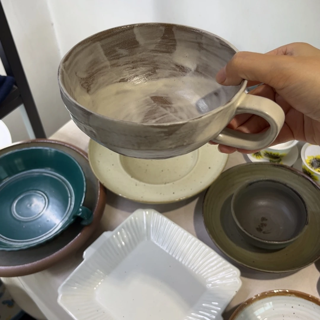 瓷景德镇粗陶复古盘碗微瑕