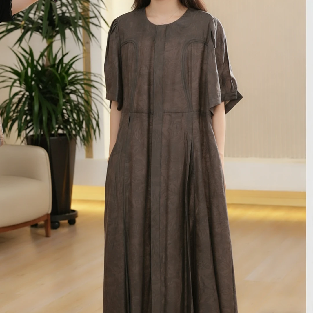 定制不支持7天无理由天丝麻中长款连衣裙8806