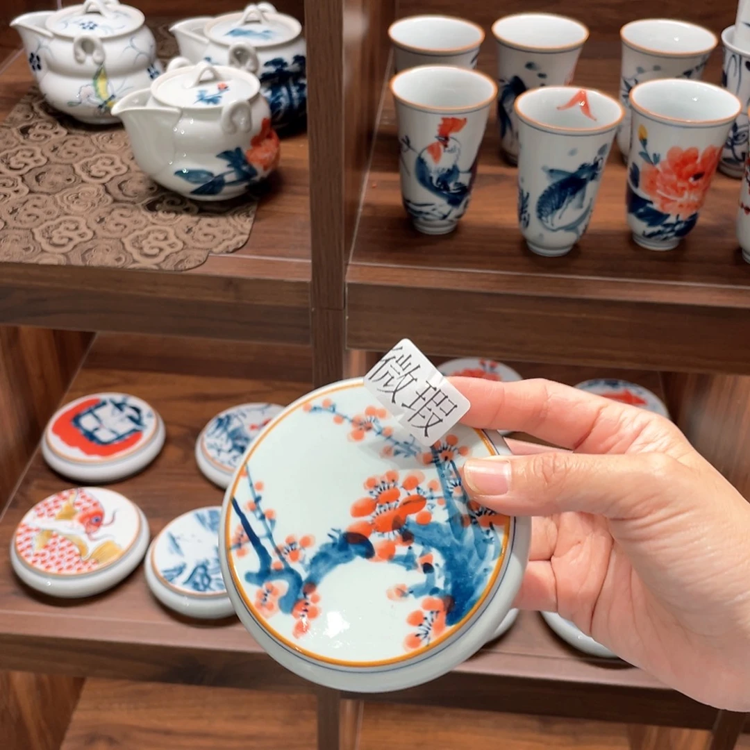 釉下手绘茶具微瑕