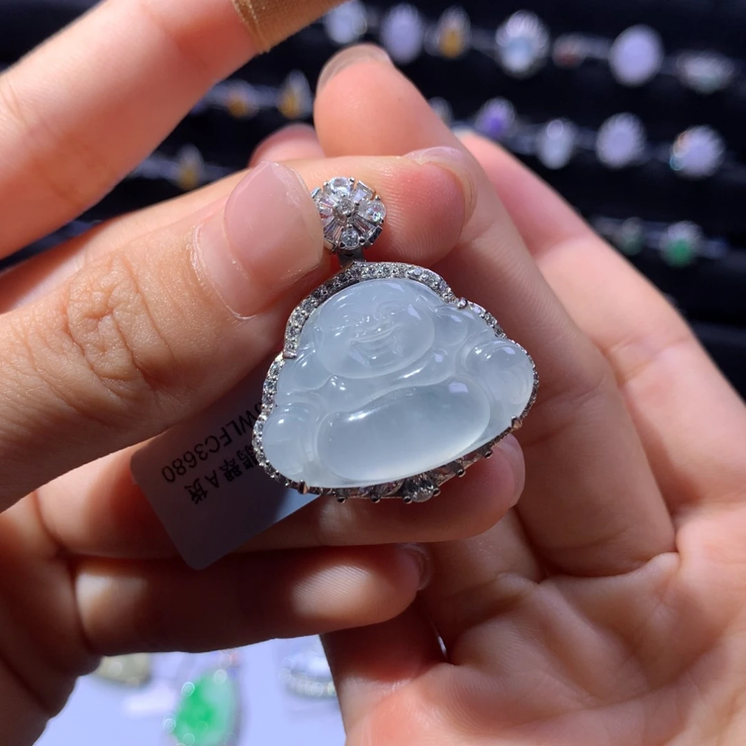 银S925镶嵌翡翠耳饰天然翡翠