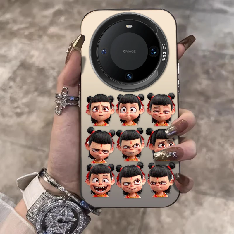 哪吒表情包适用华为Mate60Pro手机壳MT70创意P70苹果16保护套防摔