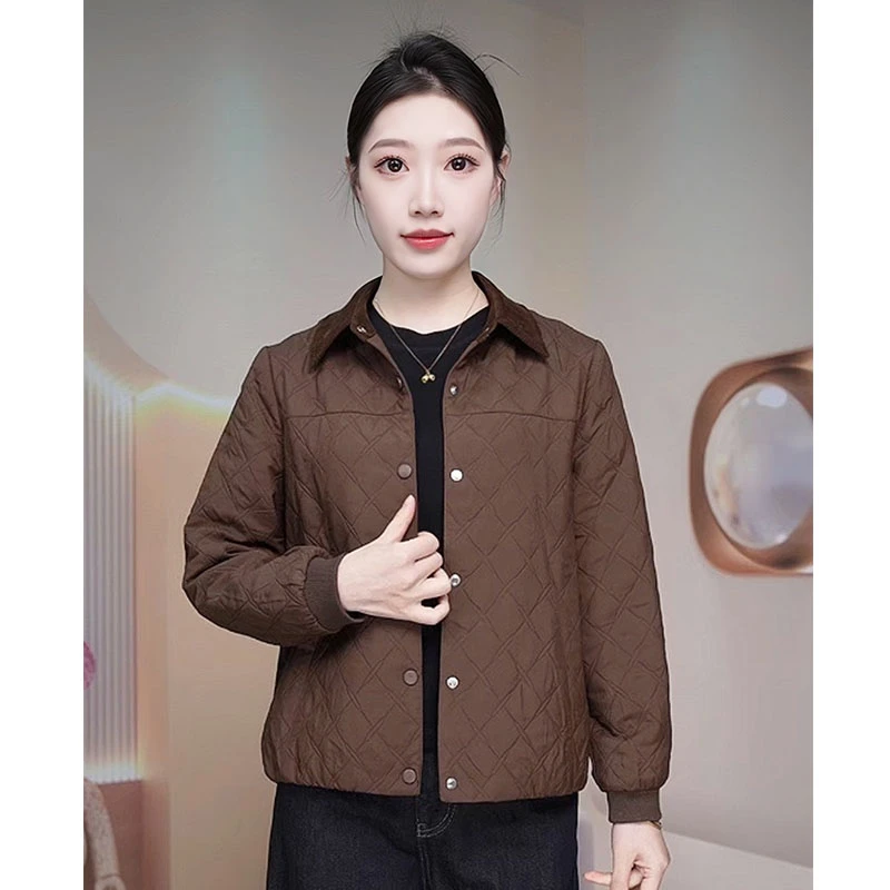 【KL-M05】2025年新款春款妈妈休闲保暖时尚气质款轻薄外套女短款