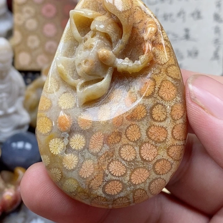 颈饰未镶嵌硅化珊瑚（珊瑚玉）