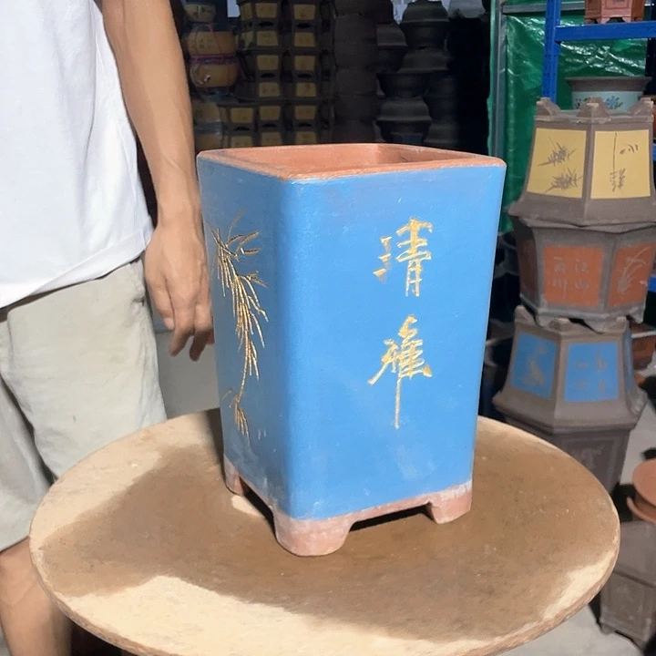 17蓝色四方花盆花盆花盆