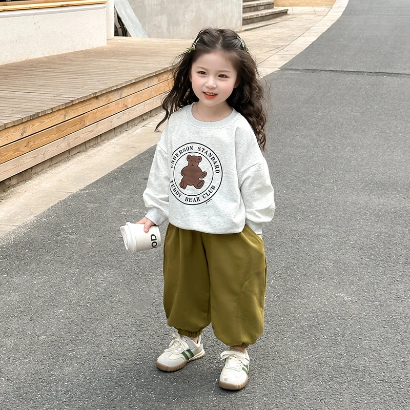 男女童卡通卫衣套装洋气儿童春秋季新款女宝宝休闲两件套小女孩潮